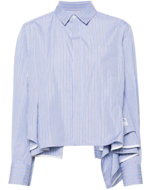 Sacai Blue Handkerchief-hem Striped Shirt