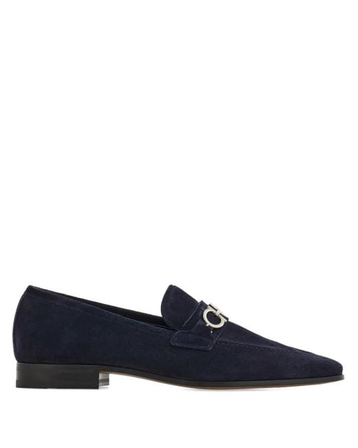 メンズ Ferragamo Gancini Suede Loafers Blue