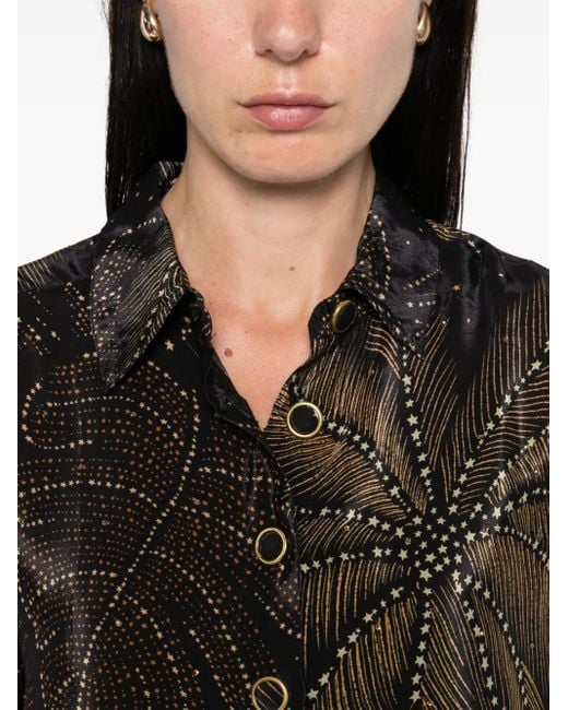 Farm Rio Black Palm-Print Button-Up Shirt