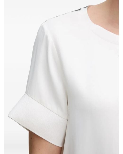 Sisley White Round-Neck Cuffed-Sleeve T-Shirt
