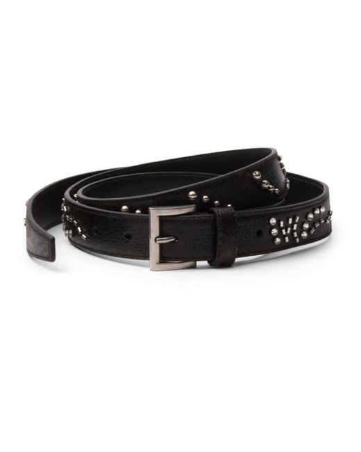 Prada Black Antiqued Crystal-embellished Leather Belt