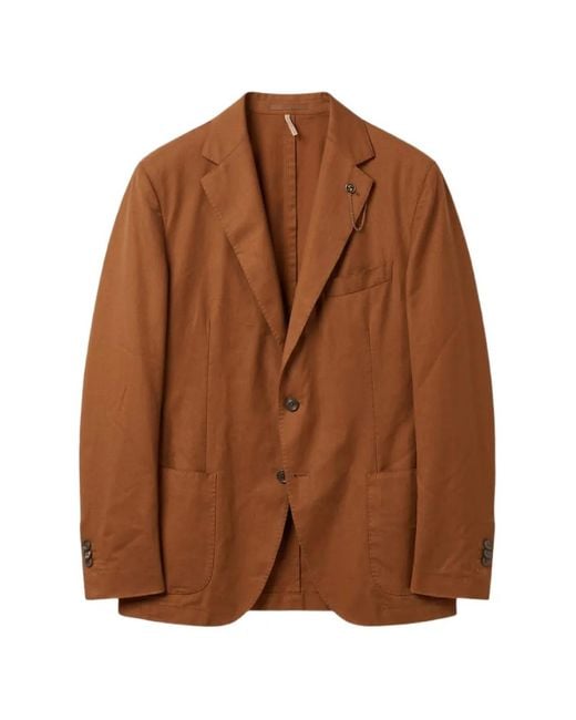 Santaniello Brown Single-Breasted Chain-Link Blazer for men