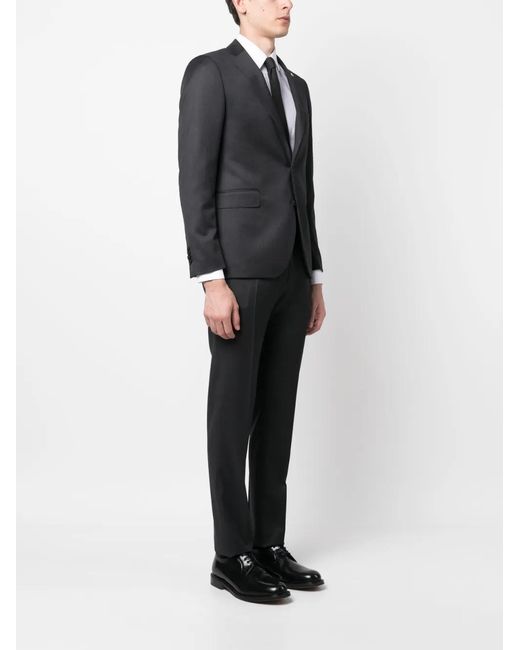 Tagliatore Black Single-Breasted Buttoned Suit for men