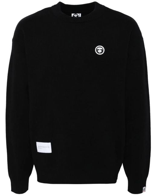 Aape By A Bathing Ape Black Moonface Logo Jumper for men