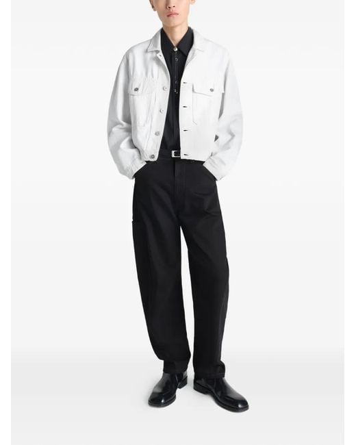 Lemaire White Buttoned Trucker Jacket for men