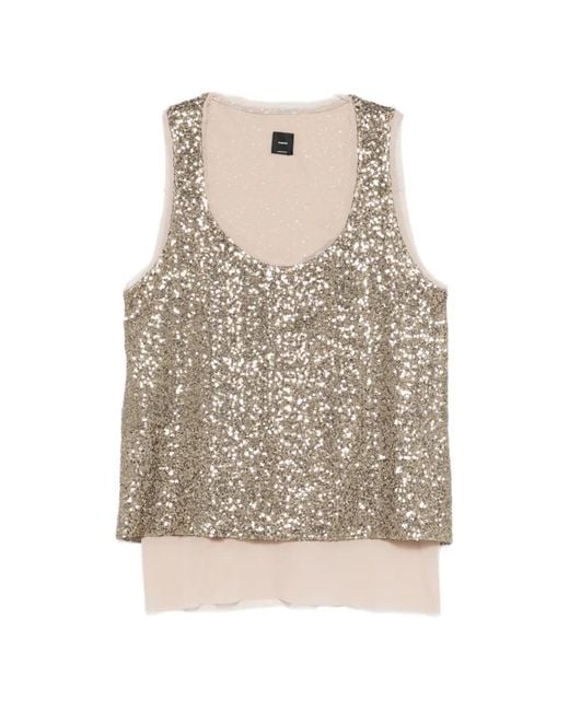 Pinko Natural Fully Sequinned Vest Top