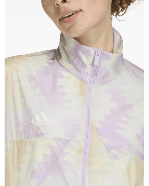 Adidas White X House Of Tiro X Common Goal Geometric-Print Windbreaker