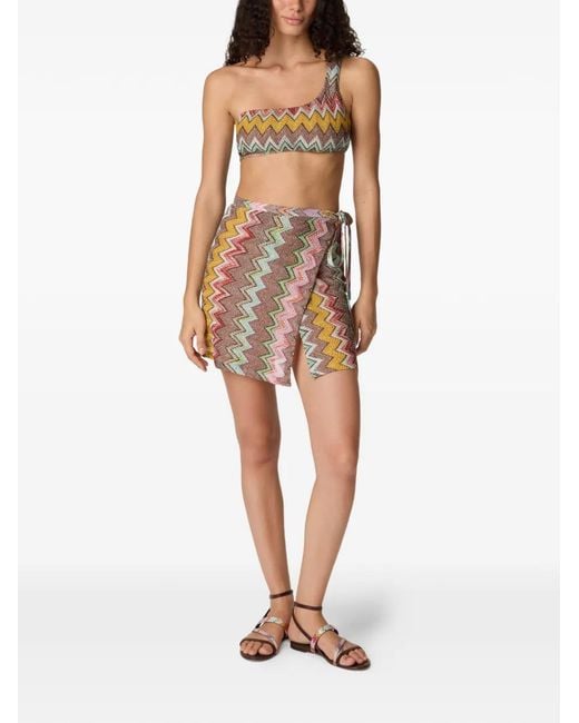 Missoni Gray Zigzag-Pattern Mini Pareo Skirt