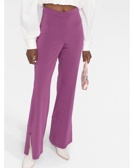 Remain Purple Split-Cuff High-Waisted Flared Trousers
