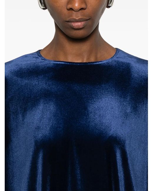 Blanca Vita Blue Velvet Long-Sleeved Top