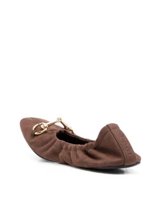 Gucci Brown Elasticated Ballet Flats