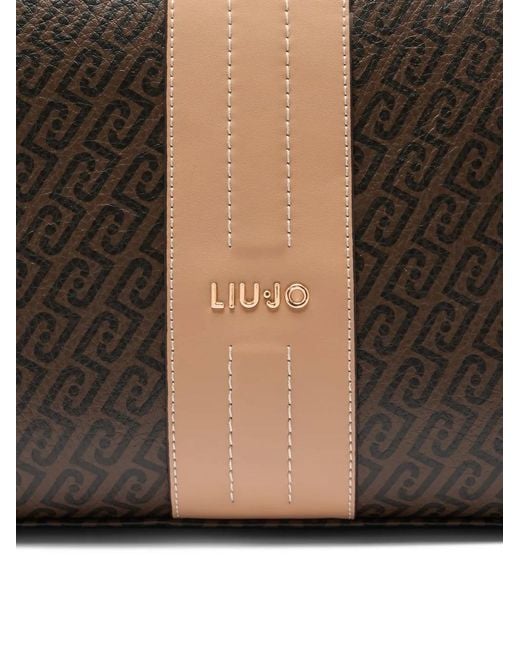 Liu Jo Brown Medium Monogram Printed Chain Tote Bag