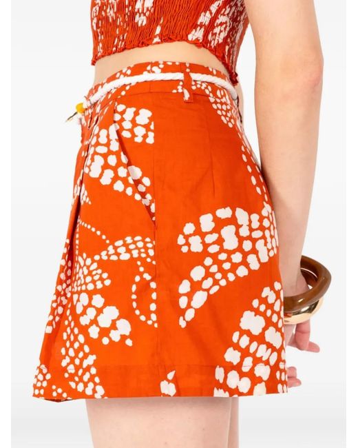 Poupette Orange Chantal Printed Cotton Shorts