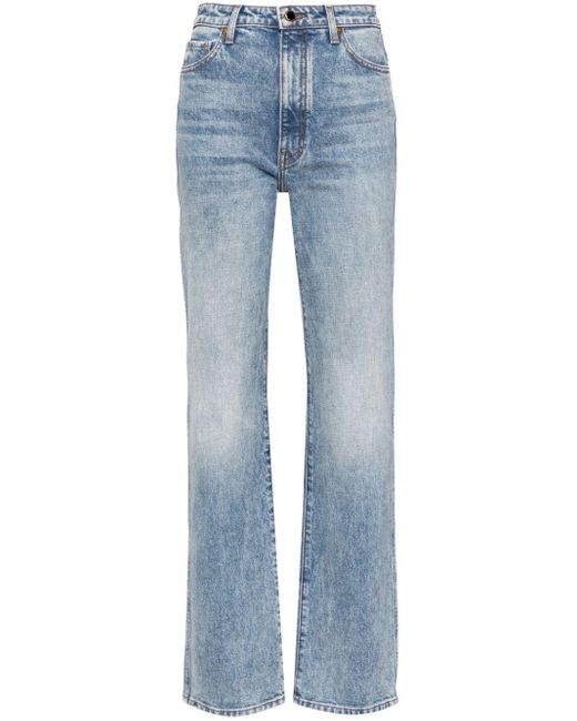 Khaite Blue Mid-rise Straight-leg Jeans