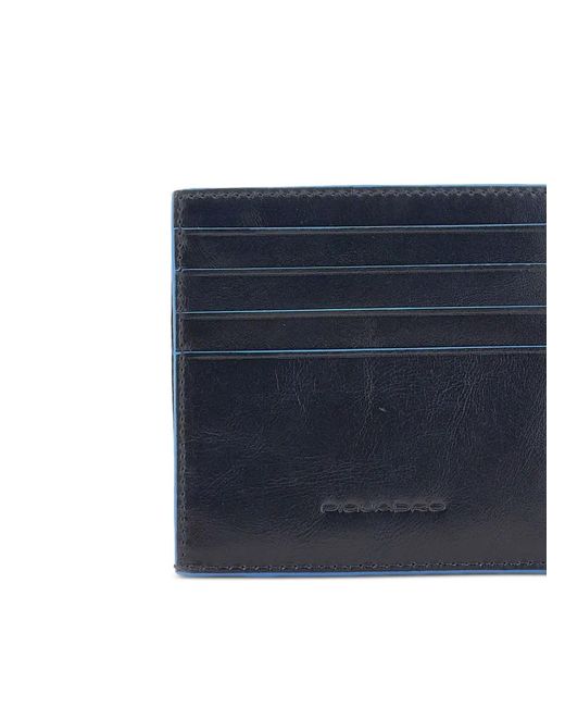 Piquadro Blue Embossed-Logo Leather Cardholder for men