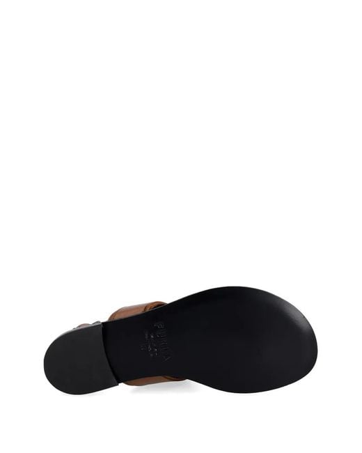 Furla Brown Logo-Plaque Buckled Sandals