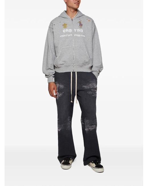 RRR123 Blue Drawstring Track Pants for men