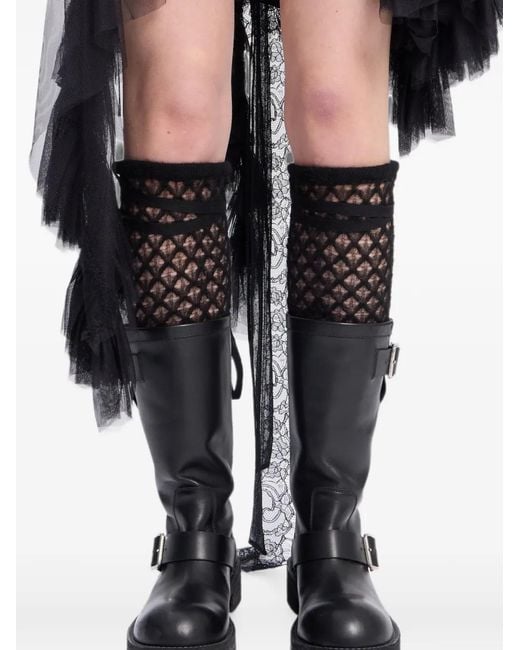 Ann Demeulemeester Black Tella Ajoure-Knit Leg Warmers