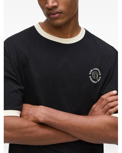 Karl Lagerfeld Black Ikon Circle Logo T-Shirt for men