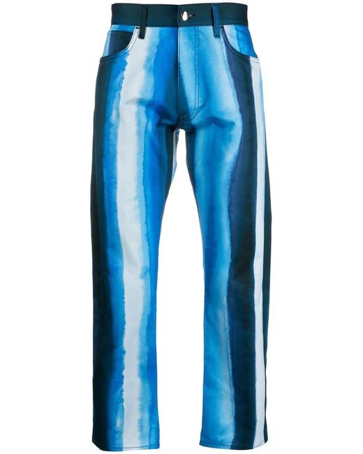 Marni Blue Waterfall Stripe-Print Trousers