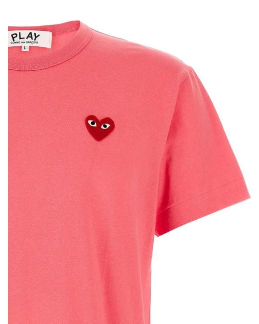 COMME DES GARÇONS PLAY Pink Logo Patch T-Shirt