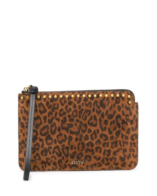 Isabel Marant Brown Flache Clutch Mit Leoparden-Print