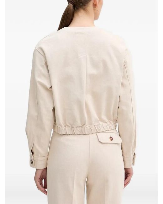 Benetton Natural Button-Up Cropped Jacket