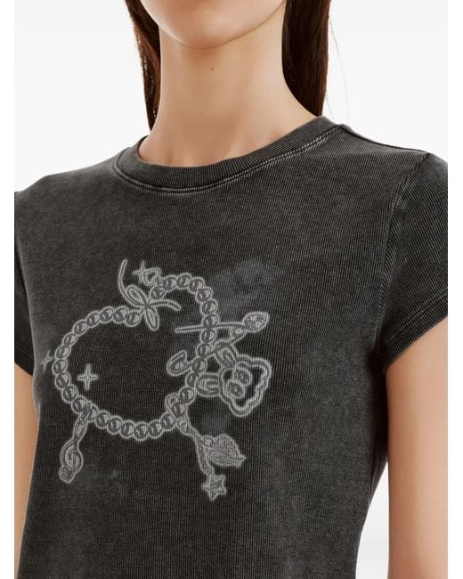 Mini Cream Black Graphic-Print T-Shirt