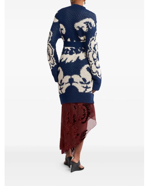 Etro Blue Printed Knit Cardigan