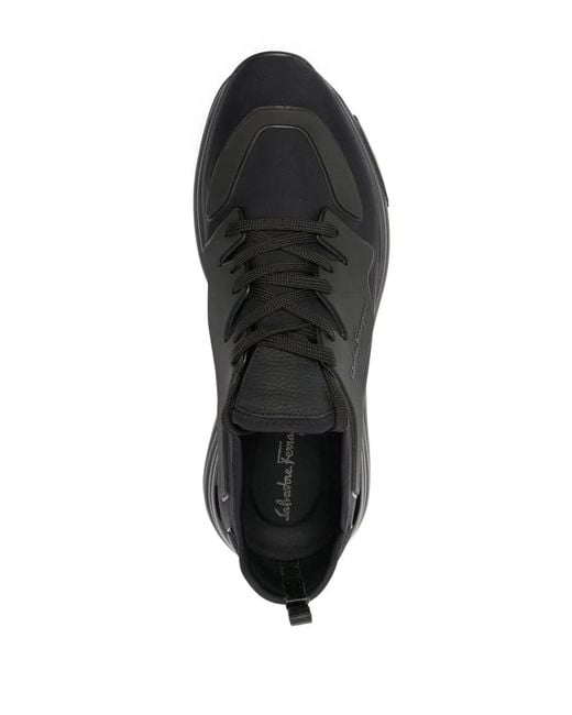 Ferragamo Black Logo-Print Low-Top Sneakers for men