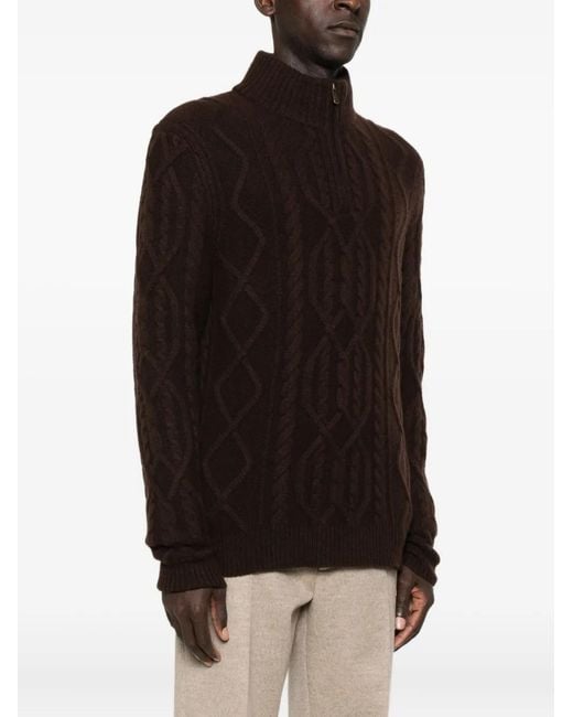 Bompard Black Cable-Knit Sweater for men