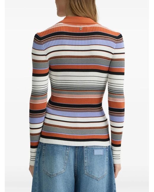 Liu Jo Red Knit Polo Cardiganwith Stripes