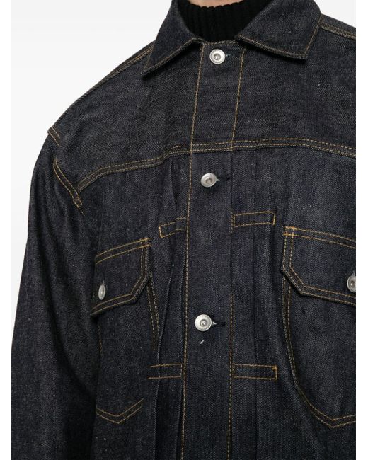 Sacai Black Contrast-stitching Denim Jacket for men