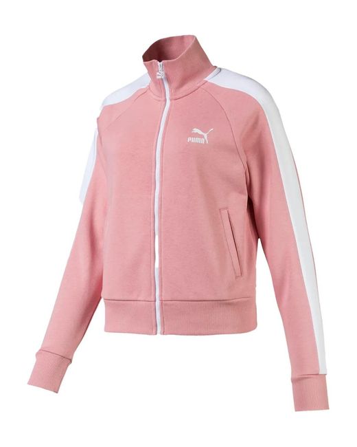 PUMA Pink T7 Zip Striped Sweatshirt