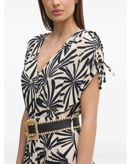 La Petite Francaise White Romuald Floral-Print Midi Dress