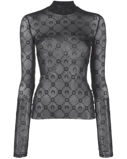 MARINE SERRE Black Moon Crewneck Top