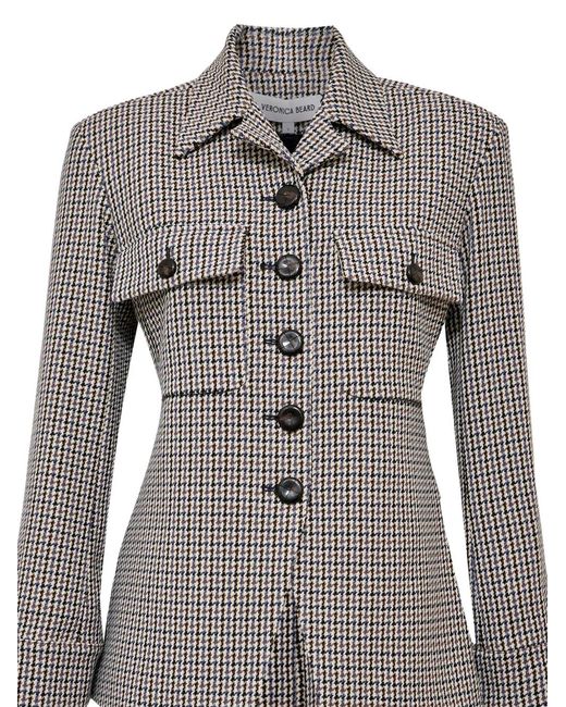 Veronica Beard Gray Molyneux Tailored Houndstooth-Pattern Jacket