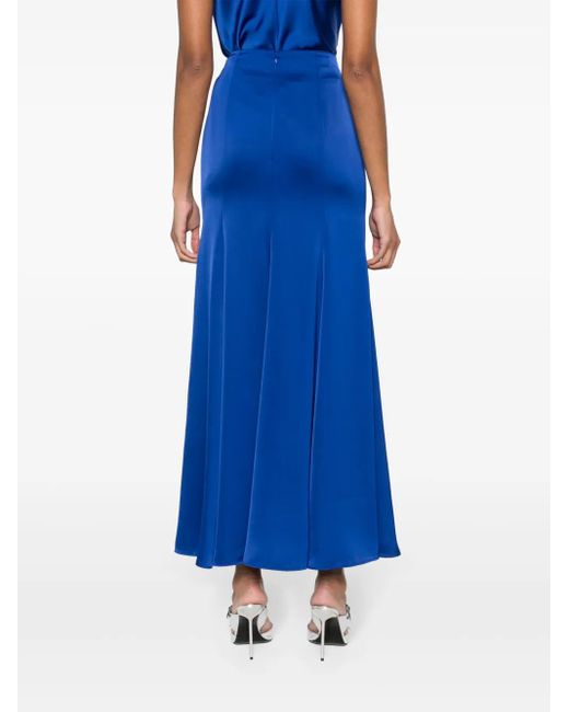 Philosophy Di Lorenzo Serafini Blue Satin Maxi Flared Skirt