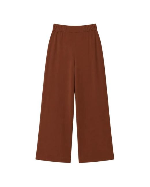Max Mara Brown Elasticated-Waist Wide-Leg Trousers