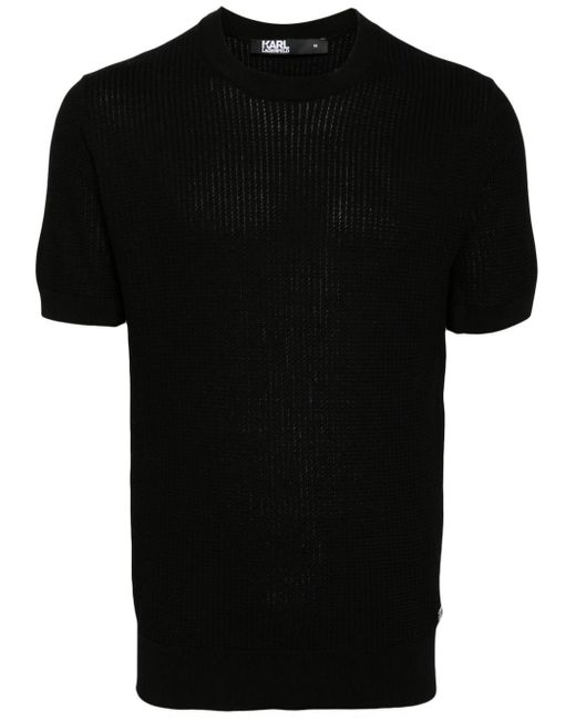 Karl Lagerfeld Black Logo-appliqué Knitted Top for men