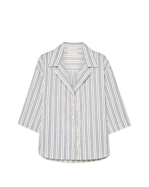 Forte_forte White Chemise Rayée À Manches Courtes