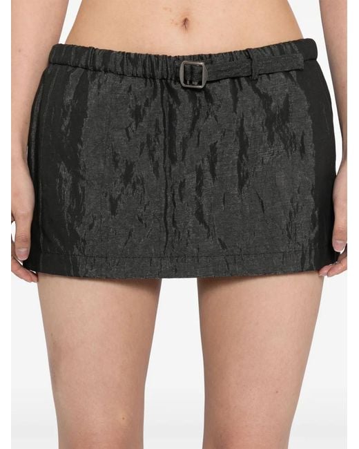 Christopher Esber Black Crushed Belted Mini Skirt