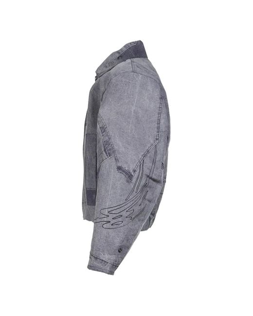 UNDER THE SIGN Blue Patchwork Wax-Coated Jacket for men
