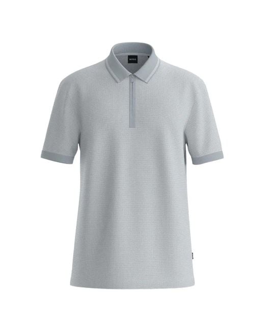 Boss Gray Polo À Col Zippé for men