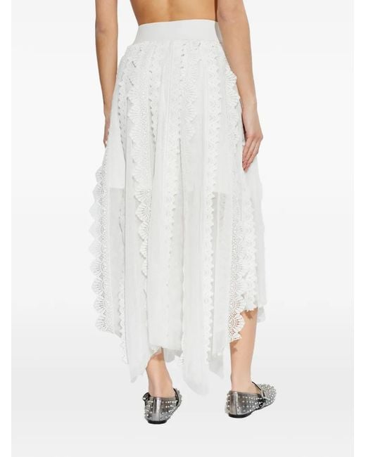 AllSaints White Vashtie Lace-Trim Maxi Skirt