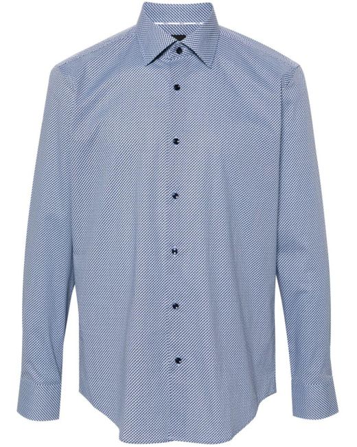 Chemise en coton à imprimé géométrique Boss pour homme en coloris Blue
