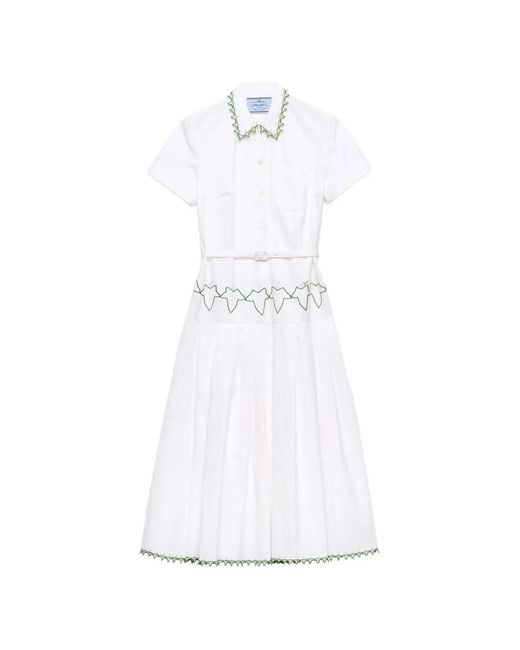 Prada White Embroidered Old Reps Cloth Dress