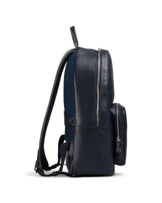 Doucal's Blue Top-Handle Leather Backpack for men