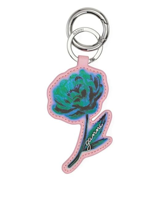 キーホルダー・キーリング GANNI KEYCHAIN FLOWER Ganni Flower Keyring in Blue | Lyst