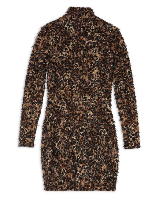Balenciaga Brown Cheetah-print Fringe Mini Dress